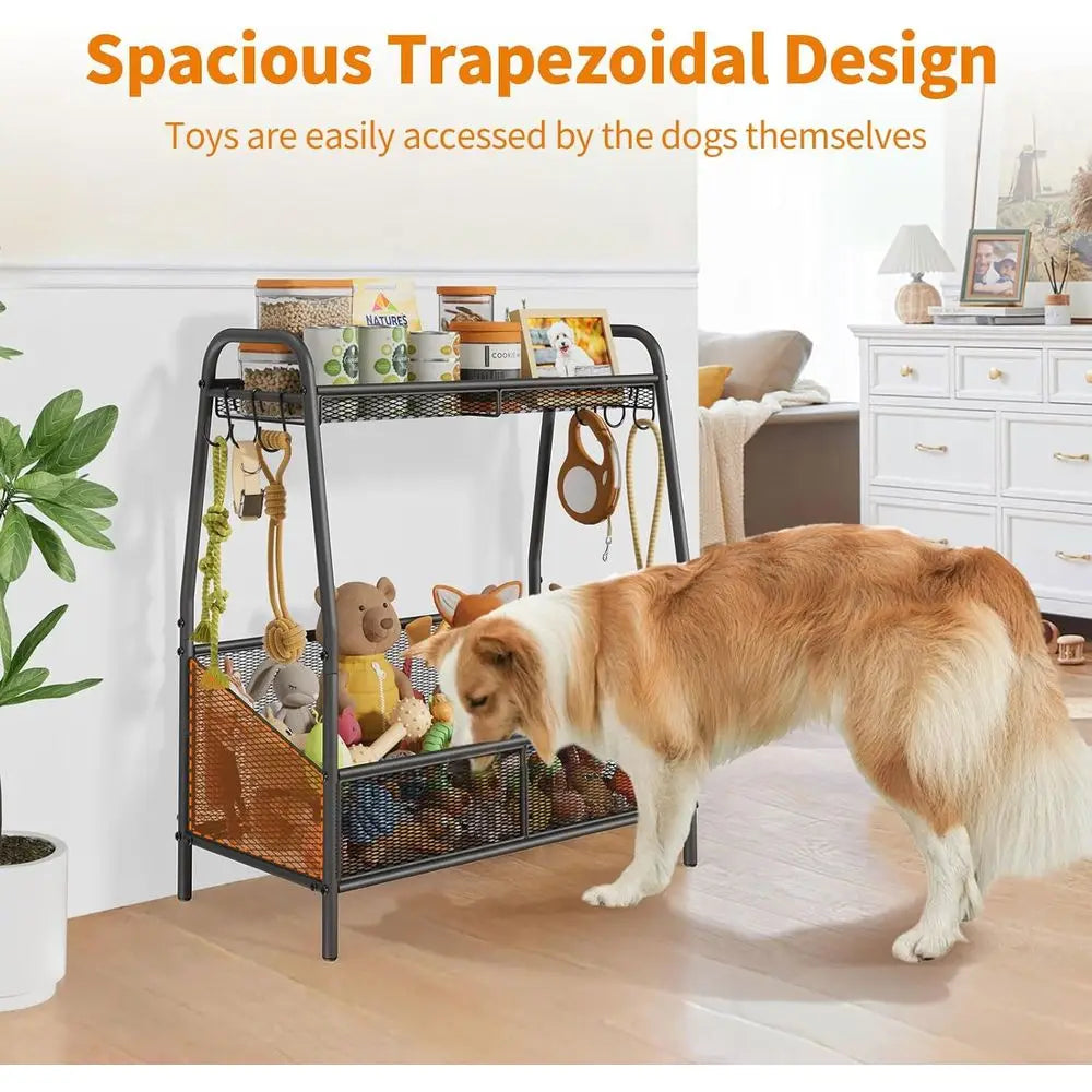 Large Dogs Toy Bin with Storage Organizer, Chew-Resistant Toy Box for Dog Supplies, Pet Toy Storage Holder