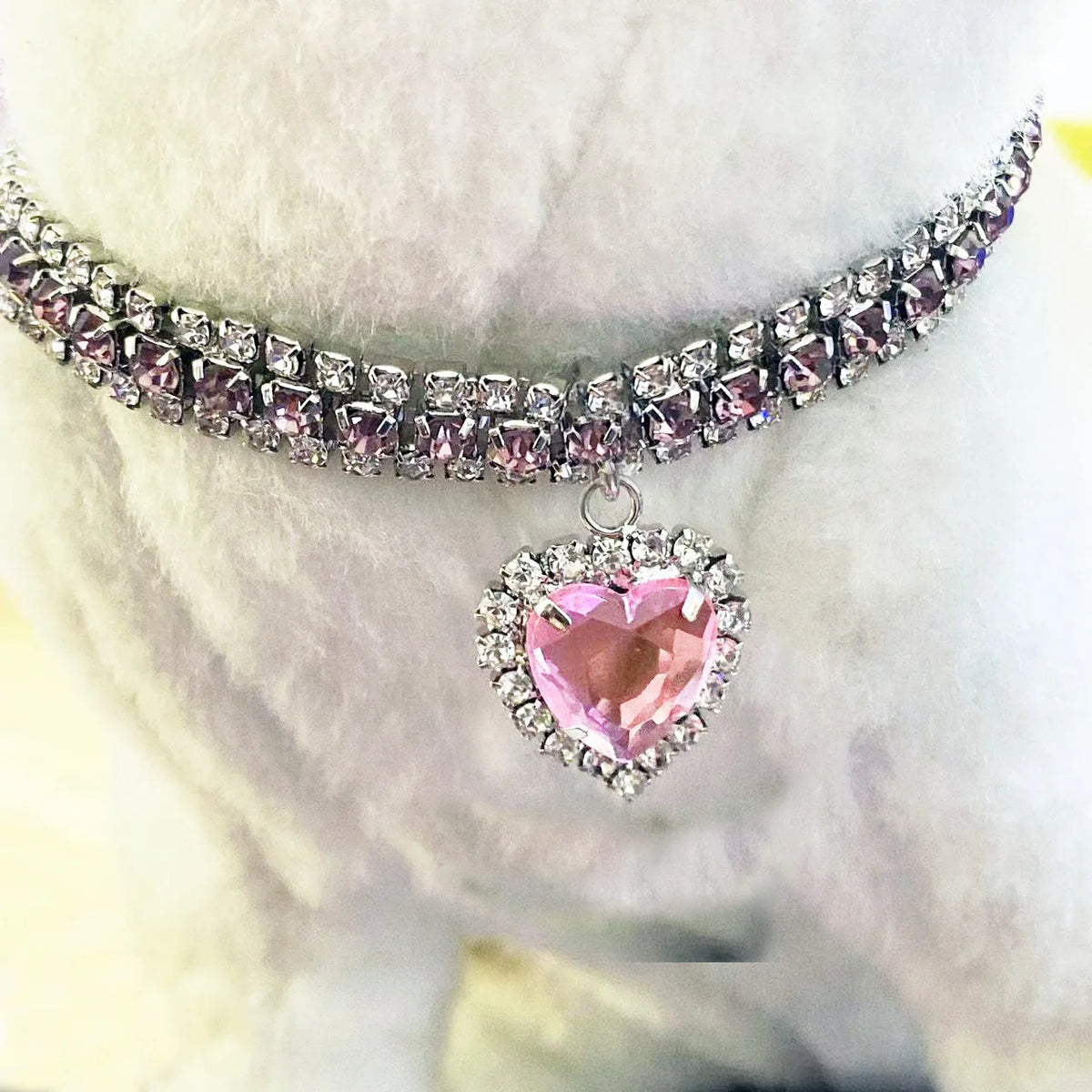 Rhinestone Stretch Pet Collar, Crystal Necklace, Simple Decorative Neck Ring for Dogs & Cats